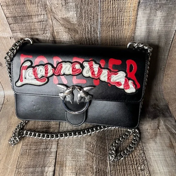 Pinko Black Chain Strap Women Crossbody Bag - Picture 6 of 15